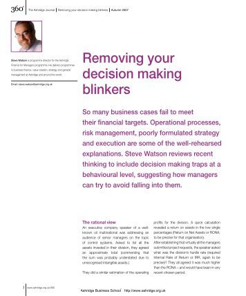 Removing your decision making blinkers - Ashridge