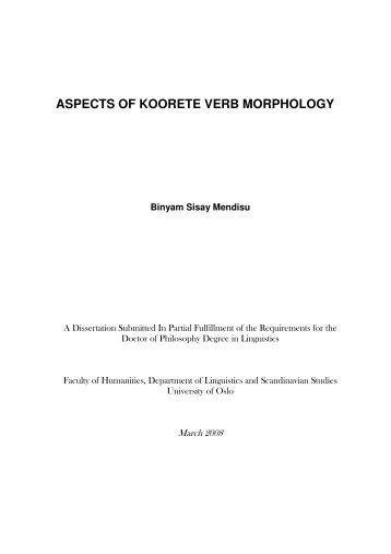 ASPECTS OF KOORETE VERB MORPHOLOGY - Bitbucket