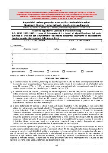 All. B1 - B2 dichiarazione b c (.pdf 112 Kb - Comune di Otranto