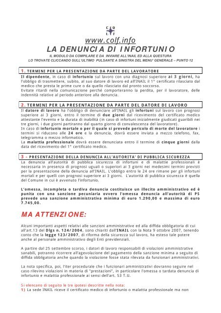 Modulo infortunio - come compilare la denuncia inail - Colf.info