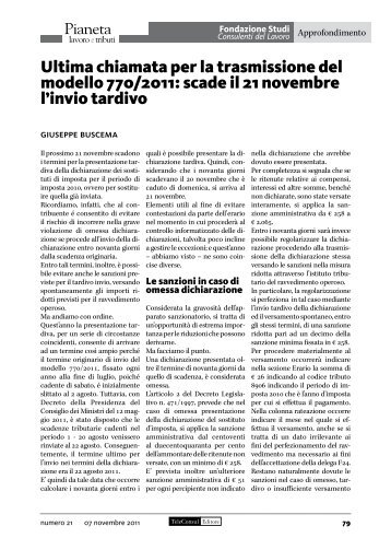 Approfondimento su Pianeta Lavoro e Tributi - Consulenti del Lavoro