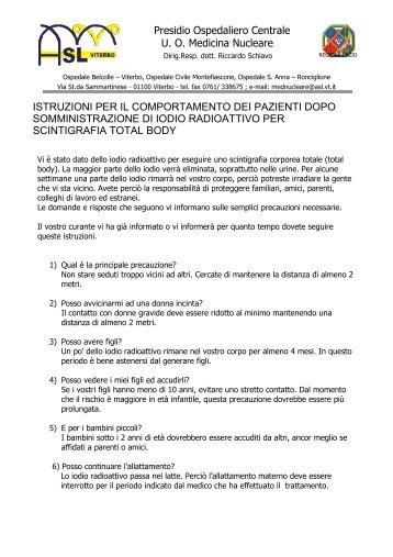 istruzioni 131I WB.pdf - ASL Viterbo