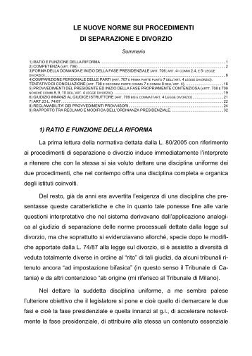 Le nuove norme sui procedimenti di separazione e divorzio