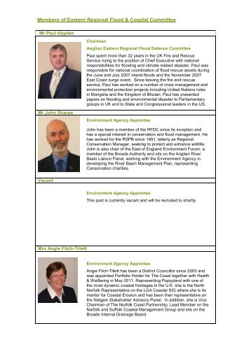 Anglian (Eastern) Regional Flood and Coastal Committee Profiles
