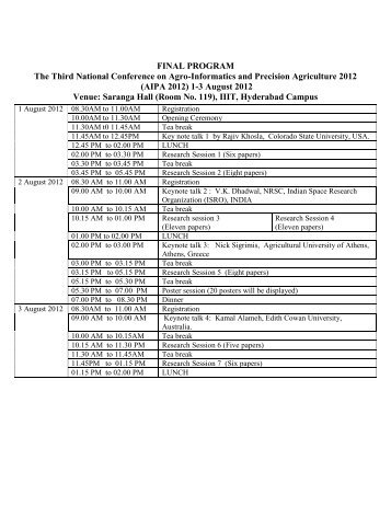 FINAL PROGRAM The Third National Conference on Agro ...