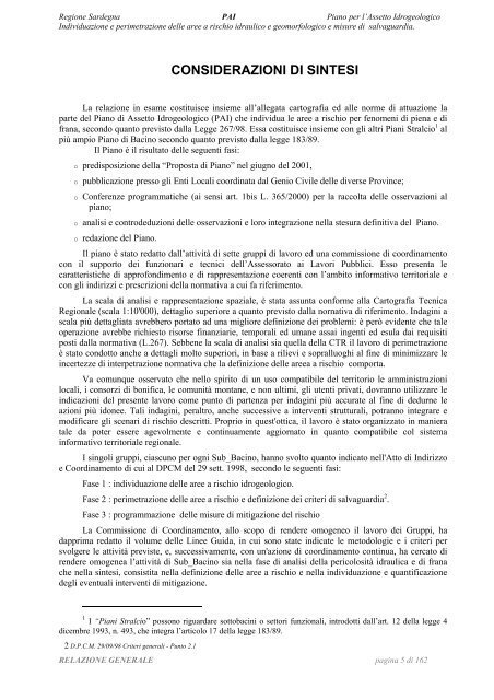 Relazione PAI Sardegna - Università degli studi di Cagliari.