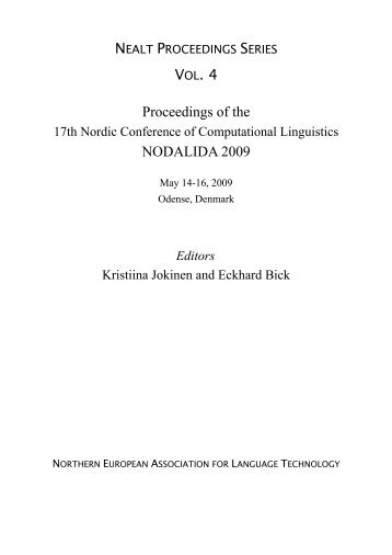 VOL. 4 Proceedings of the NODALIDA 2009 - VISL