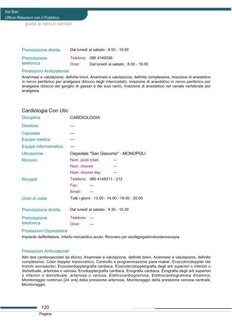 Guida ai servizi di ASL Bari - Portale Regionale della Salute