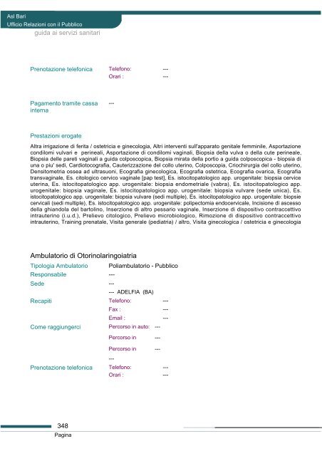 Guida ai servizi di ASL Bari - Portale Regionale della Salute