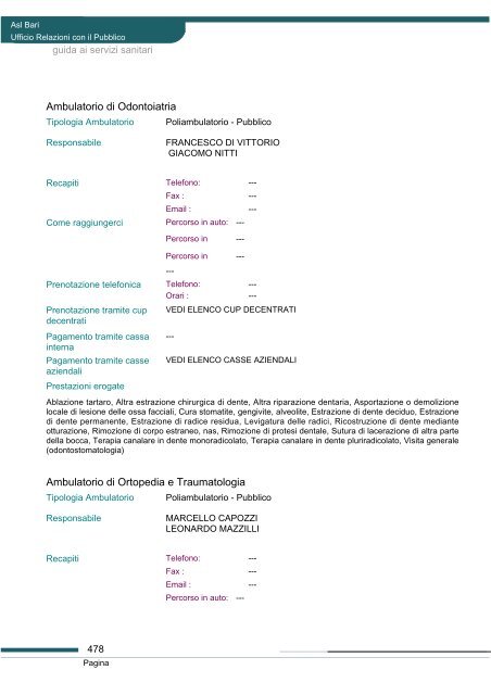 Guida ai servizi di ASL Bari - Portale Regionale della Salute