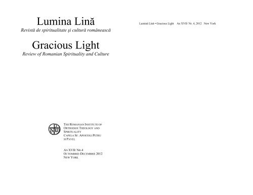 Lumina Lină Gracious Light - The Romanian Institute of Orthodox ...
