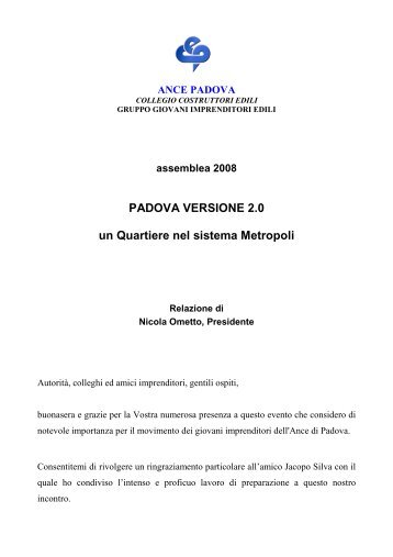 padova2punto0_relazione Nicola Ometto - Confindustria Padova