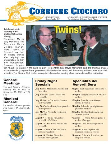 Newsletter JUNE 2009 - Ciociaro Club of Windsor