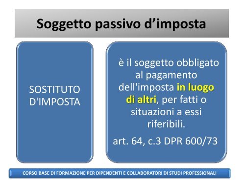 Il sostituto d'imposta - Ordine dei Dottori Commercialisti e degli ...