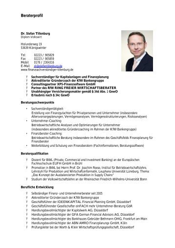 Profil Dr. Stefan Tillenburg - XPS-Finanzsoftware GmbH