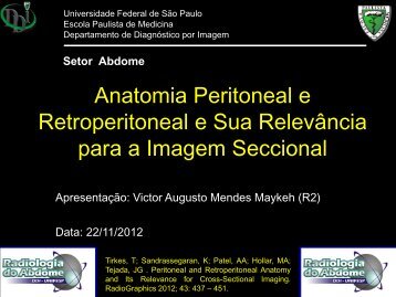 Anatomia Peritoneal e Retroperitoneal e Sua ... - (DDI) - UNIFESP
