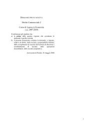 Domande Diritto Commerciale 2 - III Varie - Economia