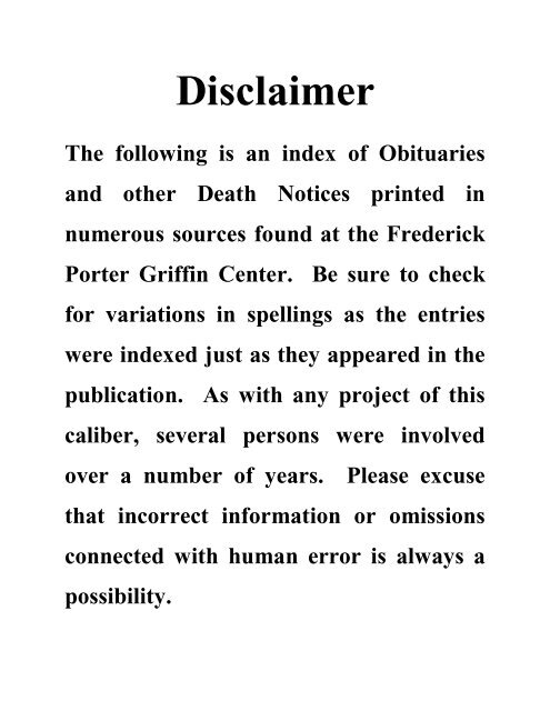 Disclaimer - the Harrison County Public Library