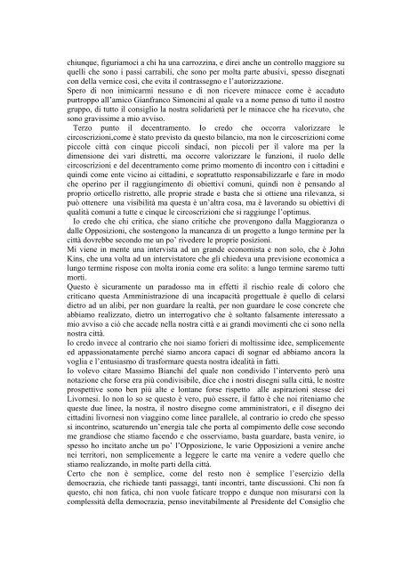 Discussione integrale - Comune di Livorno