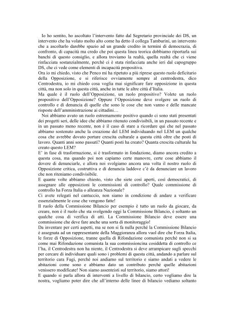 Discussione integrale - Comune di Livorno