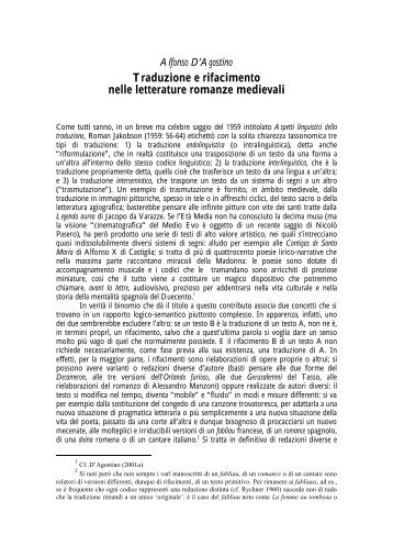 Traduzione e rifacimento nelle letterature romanze medievali