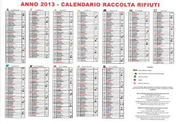 ANNO 2013 - CALENDARIO RACCOLTA RIFIUTI - Comune di Cislago
