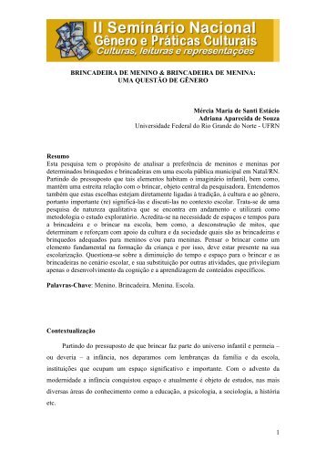Brincadeira de menino & brincadeira de menina - Itaporanga.net
