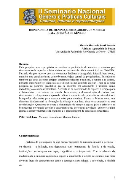Brincadeira de menino & brincadeira de menina - Itaporanga.net