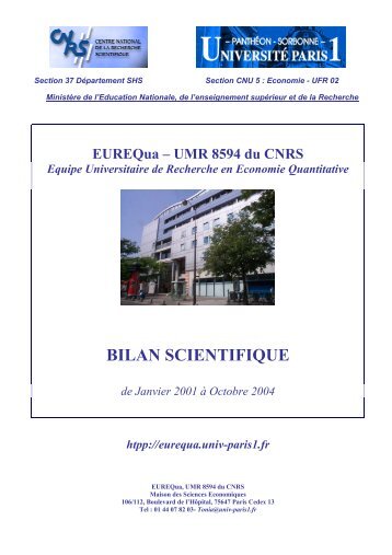 BILAN SCIENTIFIQUE - Centre d'Économie de la Sorbonne