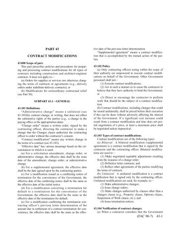 PART 43 CONTRACT MODIFICATIONS (FAC 90-7) 43-1