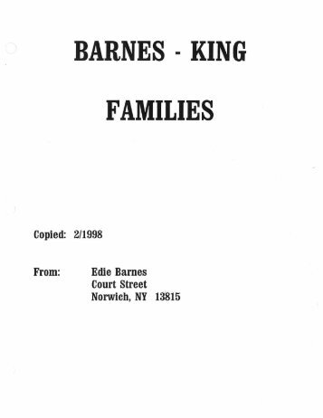 BARNES - KING FAMILIES - Gateway First Four Years and More