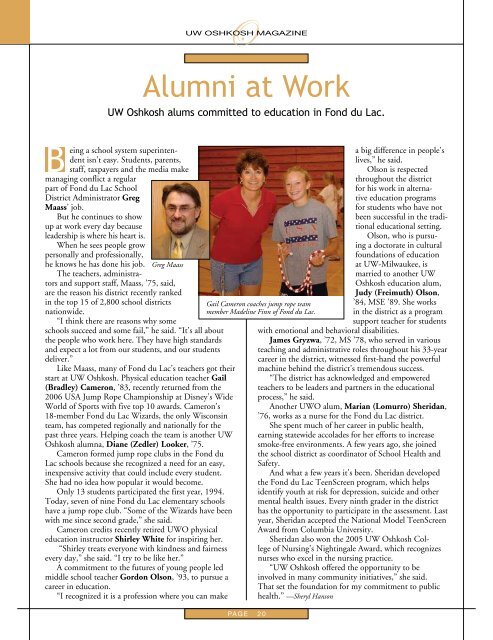 Fall 06 (pdf) - University of Wisconsin Oshkosh