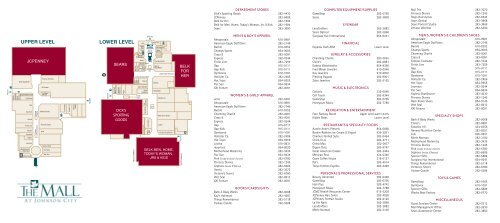 View Directory Map - The Mall at Johnson City