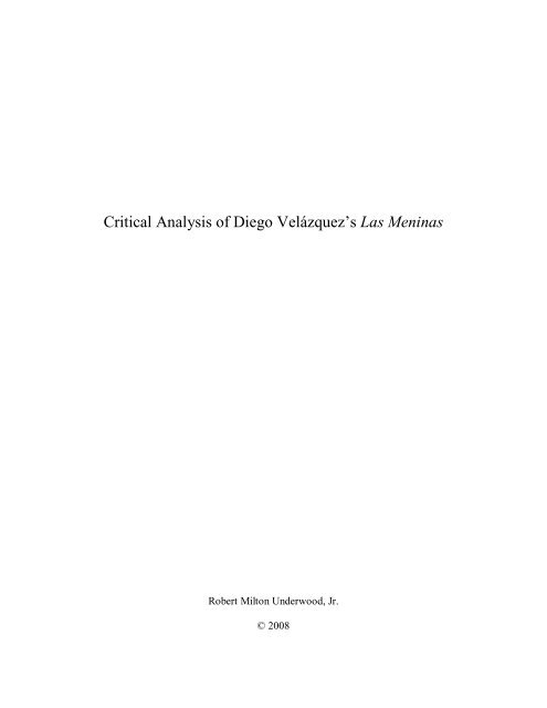 Critical Analysis of Diego Velázquez's Las Meninas