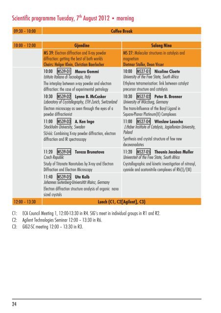 ECM 27 Programme Book - ECM27 - European Crystallographic ...