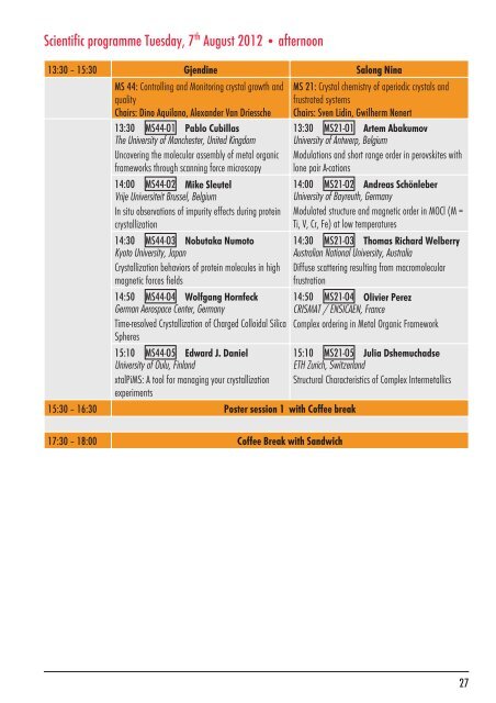 ECM 27 Programme Book - ECM27 - European Crystallographic ...