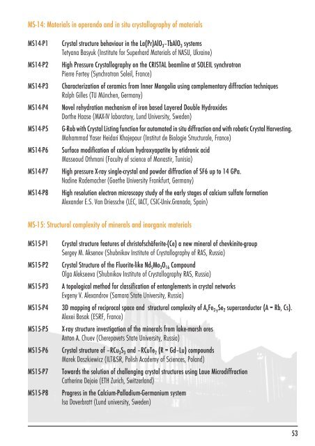 ECM 27 Programme Book - ECM27 - European Crystallographic ...