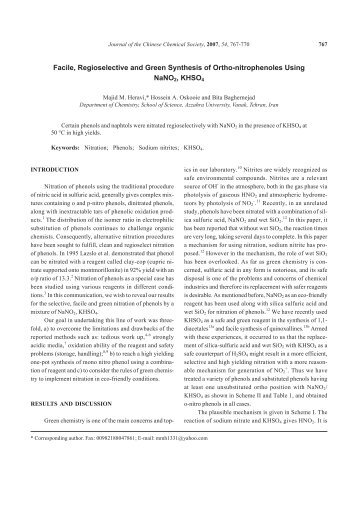 Facile, Regioselective and Green Synthesis of Ortho-nitrophenoles ...