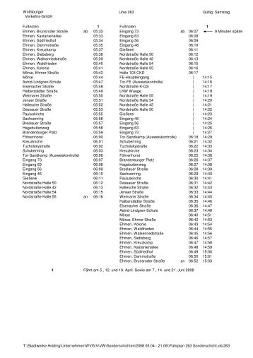 Fahrplan 263 Sonderschicht - WOBCOM GmbH