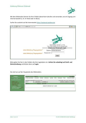 Anleitung Wobcom Webmail Mit dem Webmailer ... - WOBCOM GmbH