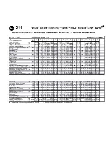 Fahrplan Linie 211 - WOBCOM GmbH