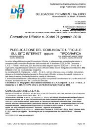 Comunicato Ufficiale n. 20 del 21 gennaio 2010 - Figc Campania