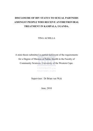 Disclosure of Hiv status to sexual partners among people who ...