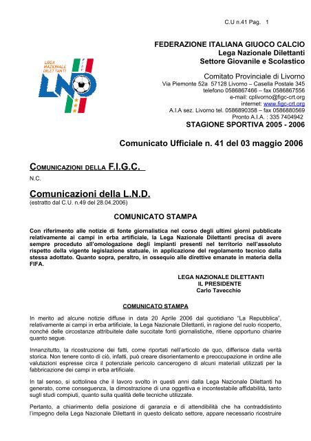 federazione italiana giuoco calcio - Figc - Comitato Regionale ...
