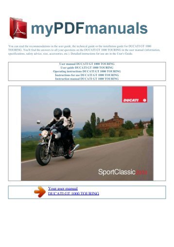 User manual DUCATI GT 1000 TOURING - MY PDF MANUALS