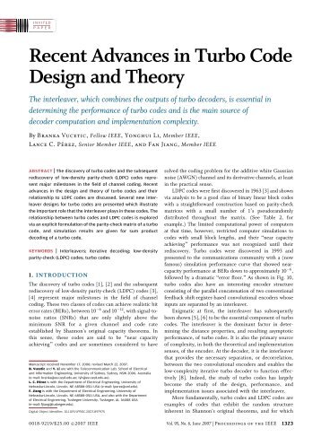 Recent Advances in Turbo Code Design and Theory