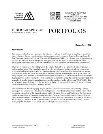 Bibliography of Assessment Alternatives: Portfolios