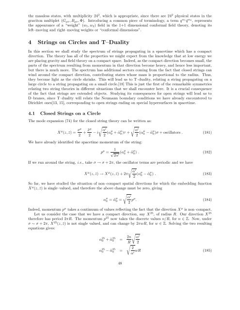 Introduction to String Theory and D–Branes - School of Natural ...
