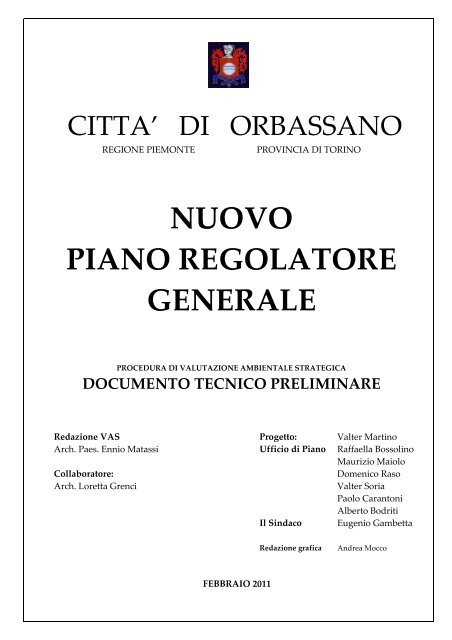 Documento Tecnico Preliminare - Comune di Orbassano