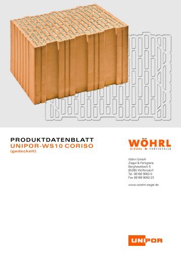 PRODUKTDATENBLATT UNIPOR-WS10 CORISO - Woehrl-ziegel.de